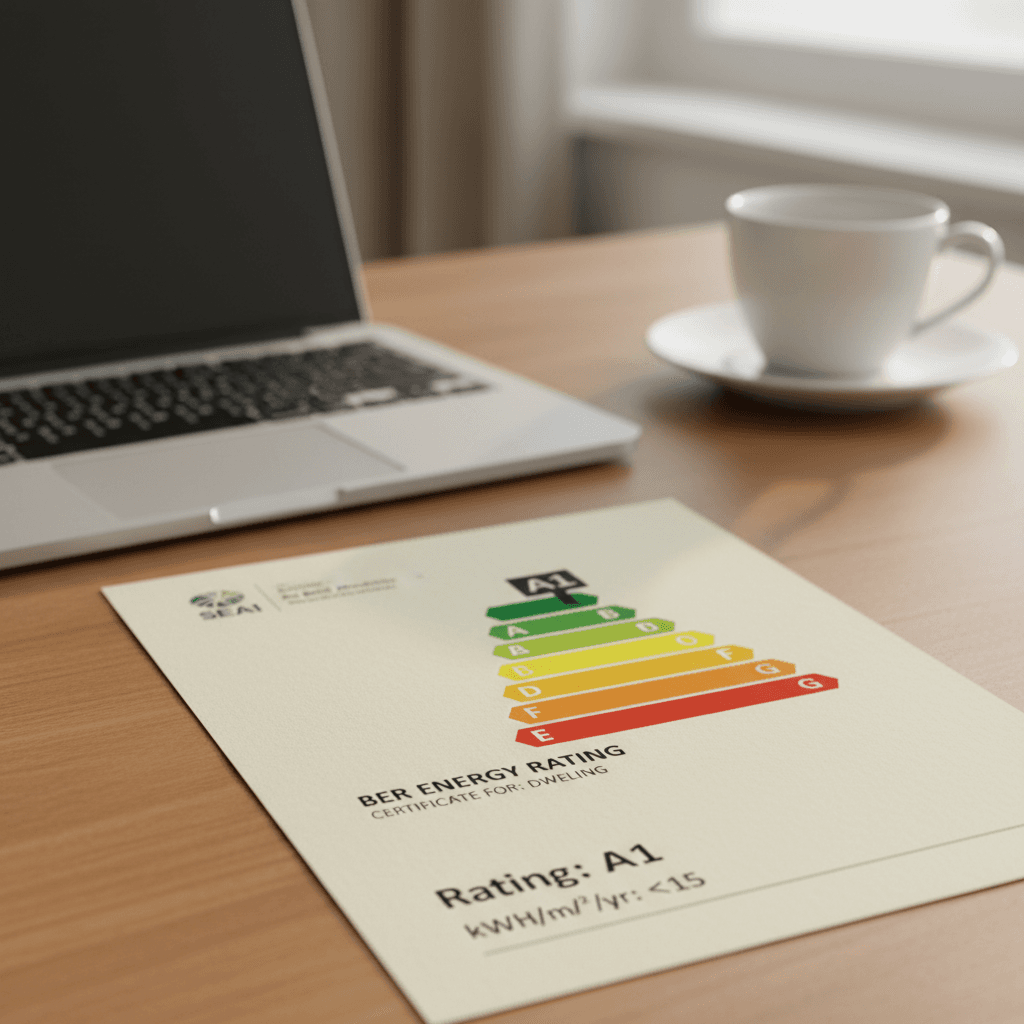 BER energy rating certificate showing the A to G scale